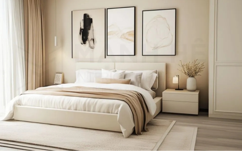 Phòng ngủ sơn màu trắng kem