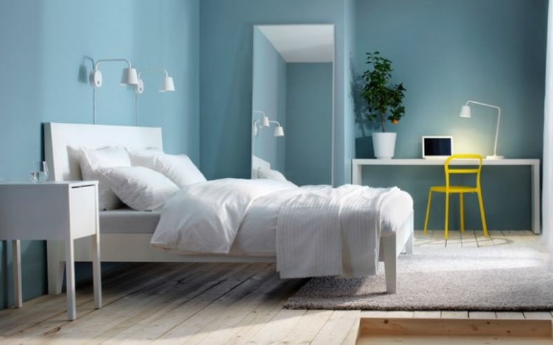 Phòng ngủ sơn màu xanh Pastel