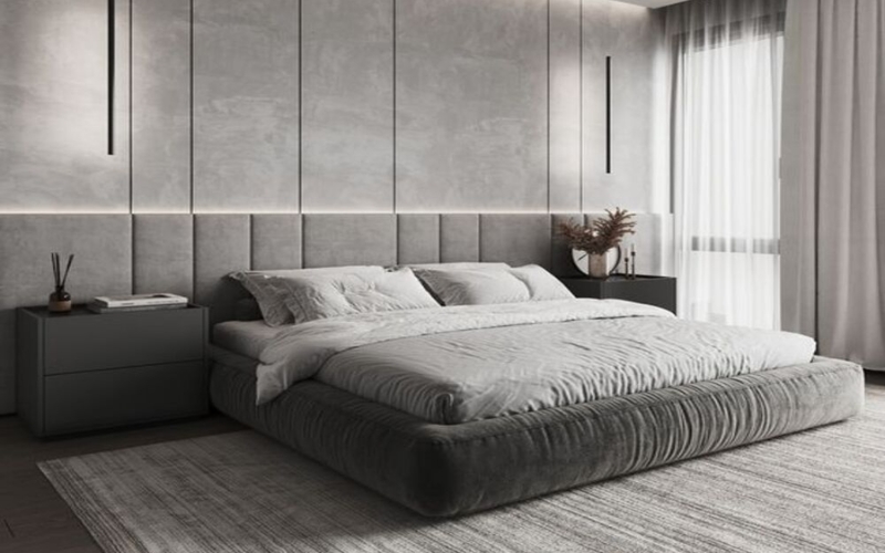 Phòng ngủ sơn màu xám nhạt