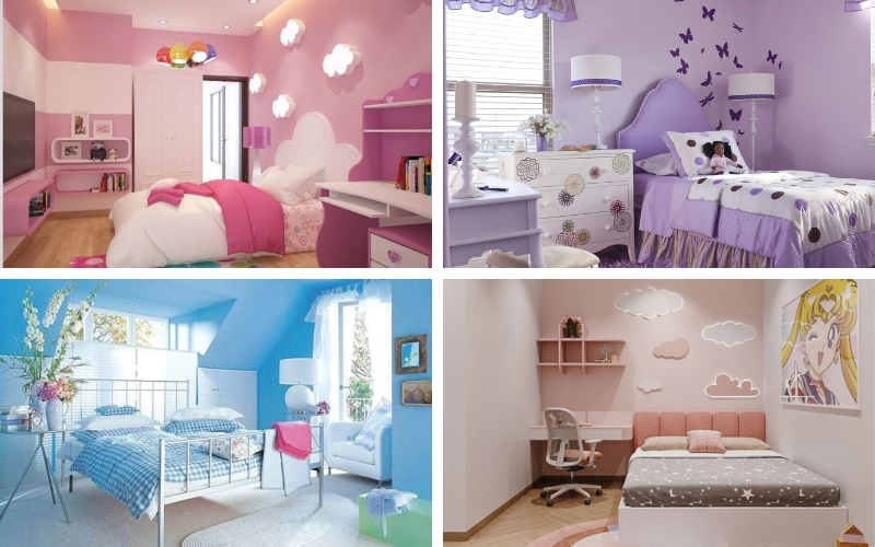 Màu sơn phòng ngủ cho bé gái