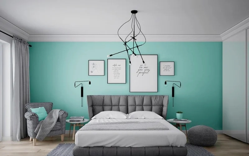 Màu sơn phòng ngủ xanh ngọc
