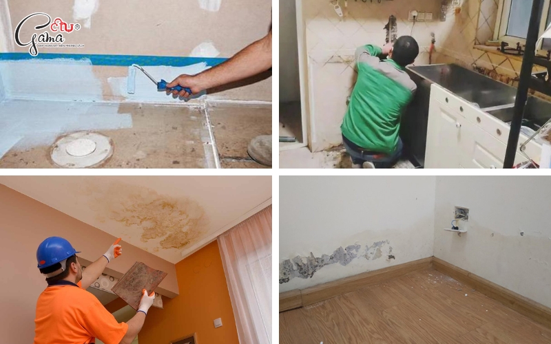 Các khu vực cần phải sơn chống thấm